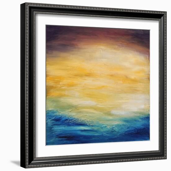 Beautiful Abstract Textured Background of Evening Sunset Sky over the Ocean-Acik-Framed Art Print