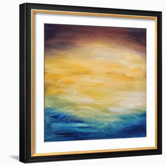 Beautiful Abstract Textured Background of Evening Sunset Sky over the Ocean-Acik-Framed Art Print