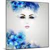 Beautiful Abstract Women with Abstract Design Natural Floral Elements-artant-Mounted Art Print