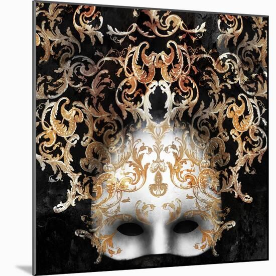 Beautiful and Elegant Venetian Mask with a Rich Baroque Decor on Black Background-Valentina Photos-Mounted Photographic Print