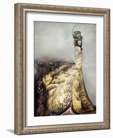 Beautiful Artistic Portrait of an Extravagant Lady in an Eighteen Century Style Dress and Cylinder-Valentina Photos-Framed Photographic Print