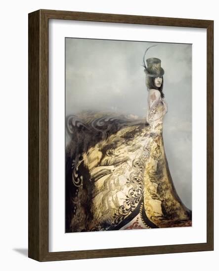 Beautiful Artistic Portrait of an Extravagant Lady in an Eighteen Century Style Dress and Cylinder-Valentina Photos-Framed Photographic Print