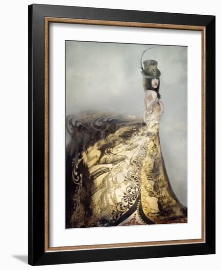 Beautiful Artistic Portrait of an Extravagant Lady in an Eighteen Century Style Dress and Cylinder-Valentina Photos-Framed Photographic Print