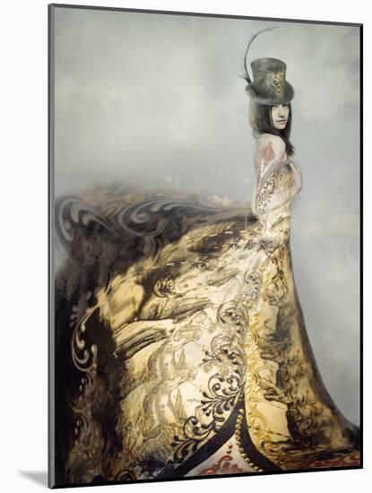 Beautiful Artistic Portrait of an Extravagant Lady in an Eighteen Century Style Dress and Cylinder-Valentina Photos-Mounted Photographic Print