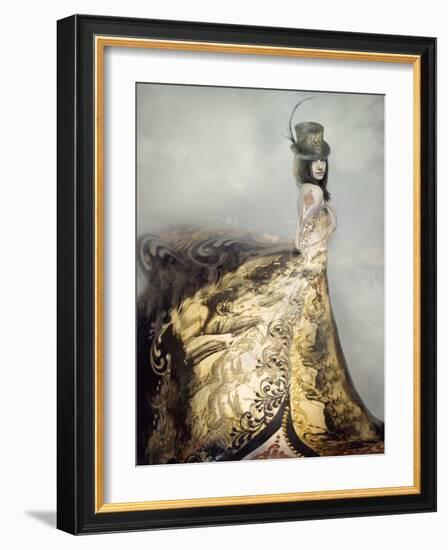 Beautiful Artistic Portrait of an Extravagant Lady in an Eighteen Century Style Dress and Cylinder-Valentina Photos-Framed Photographic Print