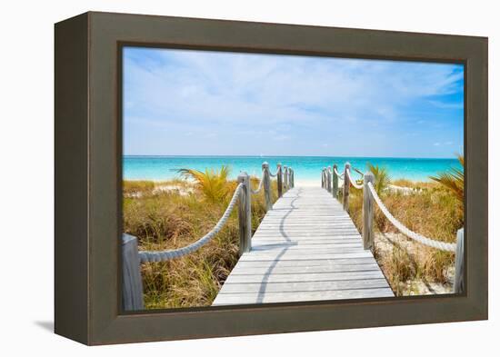 Beautiful Beach at Caribbean Providenciales Island in Turks and Caicos-BlueOrange Studio-Framed Premier Image Canvas