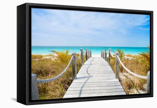 Beautiful Beach at Caribbean Providenciales Island in Turks and Caicos-BlueOrange Studio-Framed Premier Image Canvas