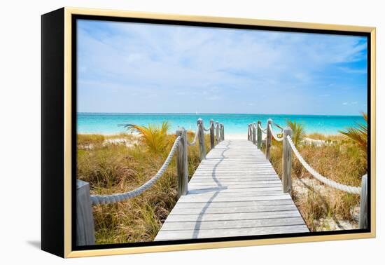 Beautiful Beach at Caribbean Providenciales Island in Turks and Caicos-BlueOrange Studio-Framed Premier Image Canvas