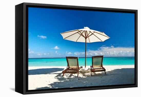 Beautiful Beach at Maldives, South Male Atoll-haveseen-Framed Premier Image Canvas
