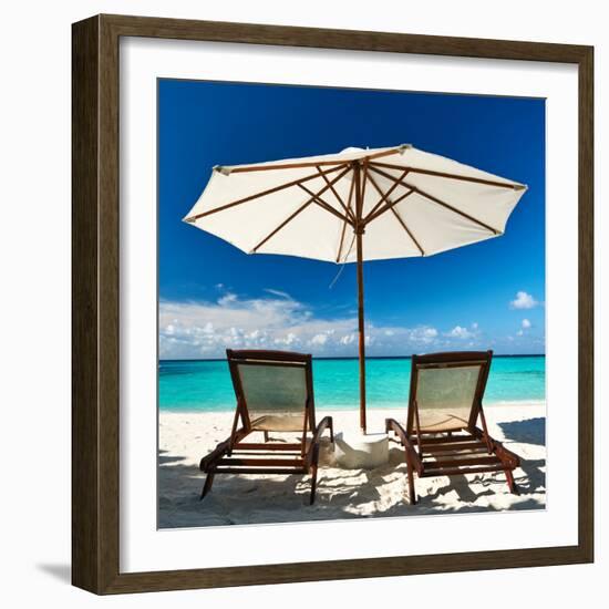 Beautiful Beach at Maldives, South Male Atoll-haveseen-Framed Photographic Print