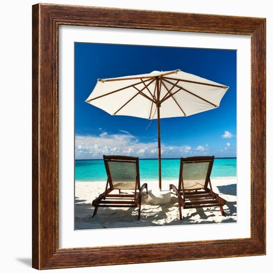 Beautiful Beach at Maldives, South Male Atoll-haveseen-Framed Photographic Print