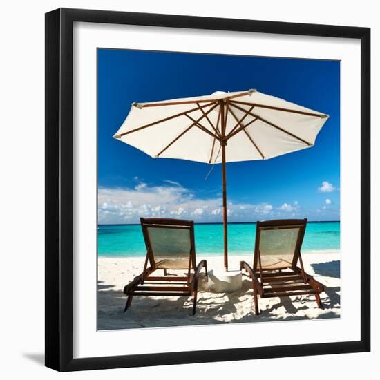 Beautiful Beach at Maldives, South Male Atoll-haveseen-Framed Photographic Print