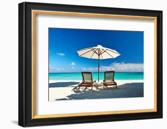 Beautiful Beach at Maldives, South Male Atoll-haveseen-Framed Photographic Print