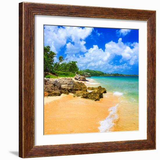 Beautiful Beach Surrounded by Mountains in Cuba-Kamira-Framed Photographic Print