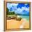 Beautiful Beach Surrounded by Mountains in Cuba-Kamira-Framed Stretched Canvas