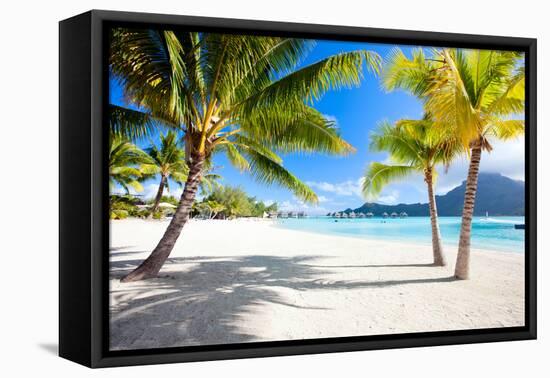 Beautiful Beach with a View of Otemanu Mountain on Bora Bora Island-BlueOrange Studio-Framed Premier Image Canvas