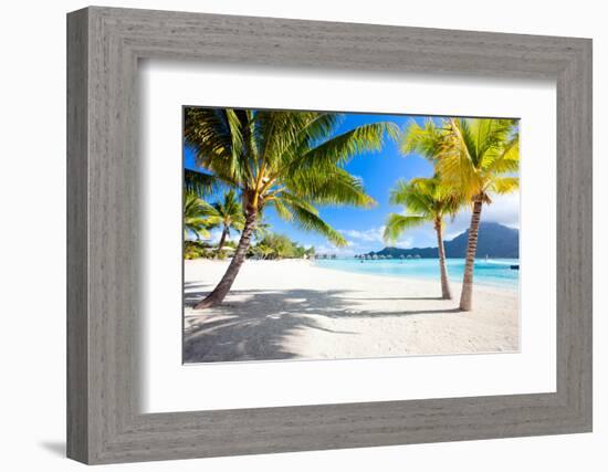 Beautiful Beach with a View of Otemanu Mountain on Bora Bora Island-BlueOrange Studio-Framed Photographic Print