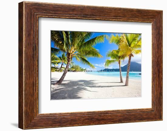 Beautiful Beach with a View of Otemanu Mountain on Bora Bora Island-BlueOrange Studio-Framed Photographic Print