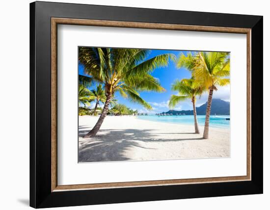 Beautiful Beach with a View of Otemanu Mountain on Bora Bora Island-BlueOrange Studio-Framed Photographic Print