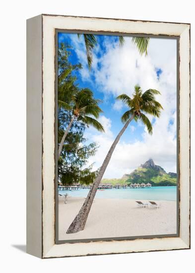 Beautiful Beach with Coconut Palms on Bora Bora Island in French Polynesia-BlueOrange Studio-Framed Premier Image Canvas