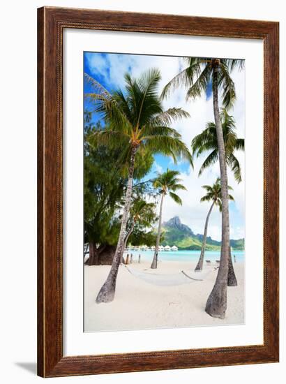 Beautiful Beach with Coconut Palms on Bora Bora Island in French Polynesia-BlueOrange Studio-Framed Photographic Print