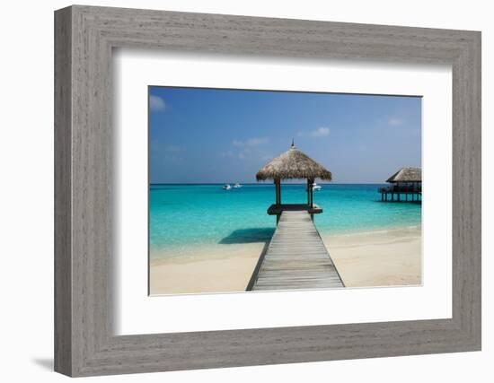 Beautiful Beach with Jetty at Maldives-haveseen-Framed Photographic Print