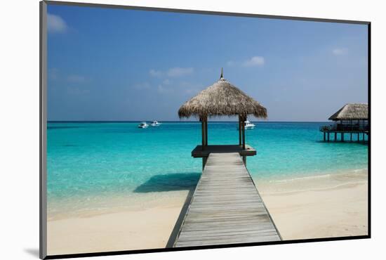 Beautiful Beach with Jetty at Maldives-haveseen-Mounted Photographic Print