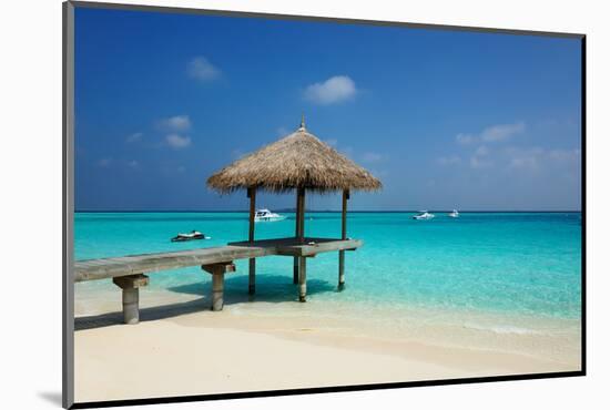 Beautiful Beach with Jetty at Maldives-haveseen-Mounted Photographic Print