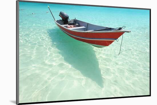 Beautiful Beach with Motor Boat at Perhentian Islands, Malaysia-haveseen-Mounted Photographic Print