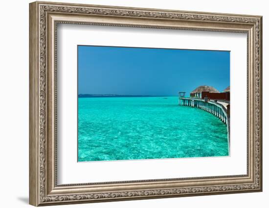 Beautiful Beach with Water Bungalows at Maldives-haveseen-Framed Photographic Print