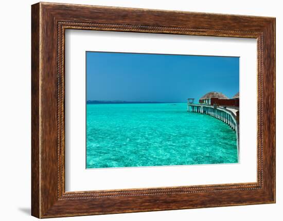 Beautiful Beach with Water Bungalows at Maldives-haveseen-Framed Photographic Print