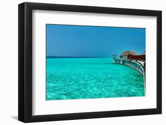 Beautiful Beach with Water Bungalows at Maldives-haveseen-Framed Photographic Print