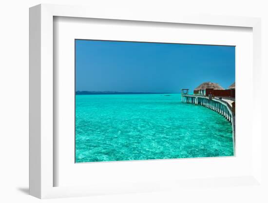 Beautiful Beach with Water Bungalows at Maldives-haveseen-Framed Photographic Print