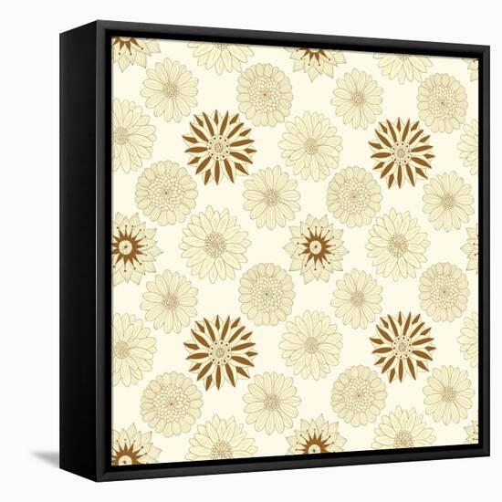 Beautiful Beige Line Flowers-nad_o-Framed Stretched Canvas