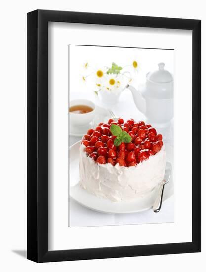 Beautiful Cake with Strawberries and Cream-legaa-Framed Photographic Print