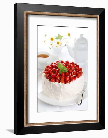 Beautiful Cake with Strawberries and Cream-legaa-Framed Photographic Print