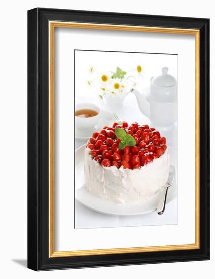 Beautiful Cake with Strawberries and Cream-legaa-Framed Photographic Print