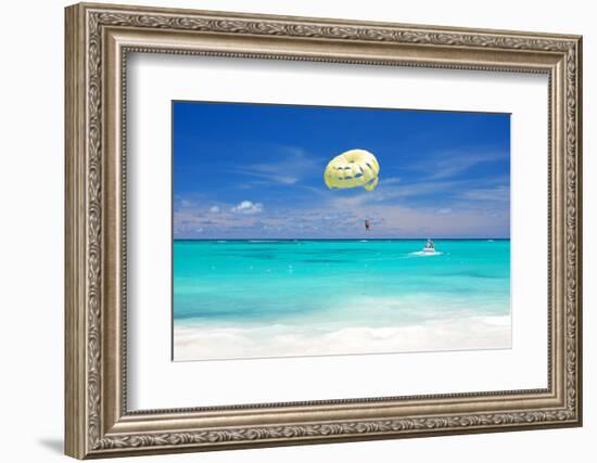 Beautiful Caribbean Beach in Dominican Republic. Unrecognizable People.-haveseen-Framed Photographic Print