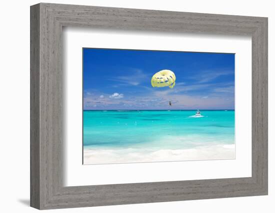 Beautiful Caribbean Beach in Dominican Republic. Unrecognizable People.-haveseen-Framed Photographic Print