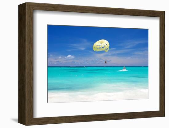 Beautiful Caribbean Beach in Dominican Republic. Unrecognizable People.-haveseen-Framed Photographic Print