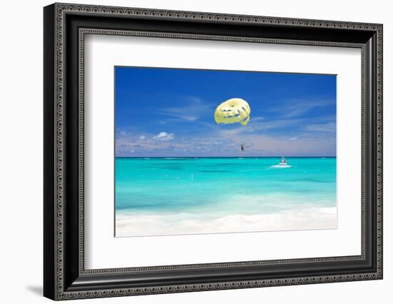 Beautiful Caribbean Beach in Dominican Republic. Unrecognizable People.-haveseen-Framed Photographic Print