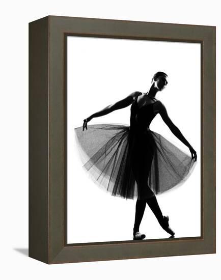 Beautiful Caucasian Tall Woman Ballet Dancer Standing Pose Full Length on Studio Isolated White Bac-OSTILL-Framed Premier Image Canvas