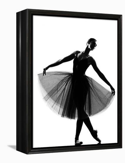 Beautiful Caucasian Tall Woman Ballet Dancer Standing Pose Full Length on Studio Isolated White Bac-OSTILL-Framed Premier Image Canvas