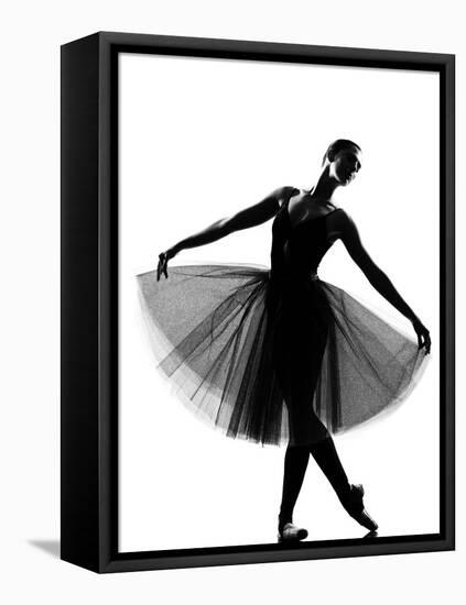 Beautiful Caucasian Tall Woman Ballet Dancer Standing Pose Full Length on Studio Isolated White Bac-OSTILL-Framed Premier Image Canvas
