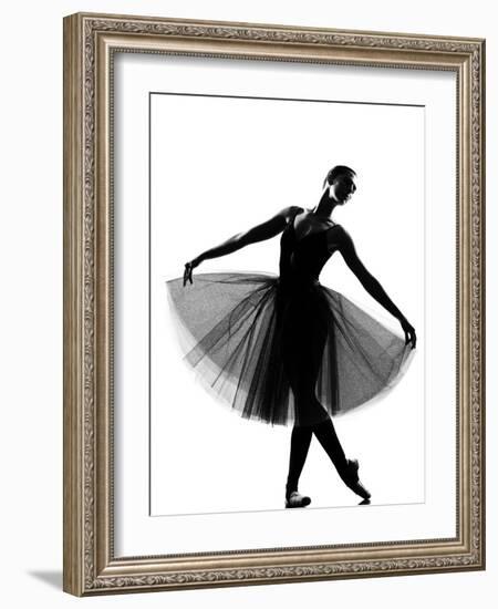 Beautiful Caucasian Tall Woman Ballet Dancer Standing Pose Full Length on Studio Isolated White Bac-OSTILL-Framed Photographic Print