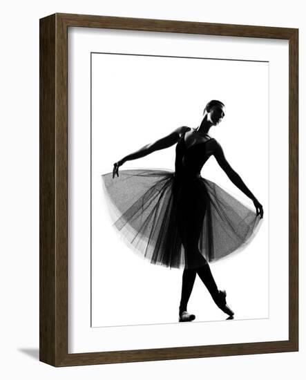 Beautiful Caucasian Tall Woman Ballet Dancer Standing Pose Full Length on Studio Isolated White Bac-OSTILL-Framed Photographic Print