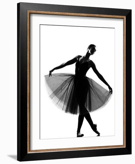 Beautiful Caucasian Tall Woman Ballet Dancer Standing Pose Full Length on Studio Isolated White Bac-OSTILL-Framed Photographic Print