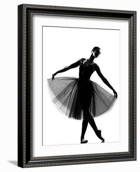 Beautiful Caucasian Tall Woman Ballet Dancer Standing Pose Full Length on Studio Isolated White Bac-OSTILL-Framed Photographic Print