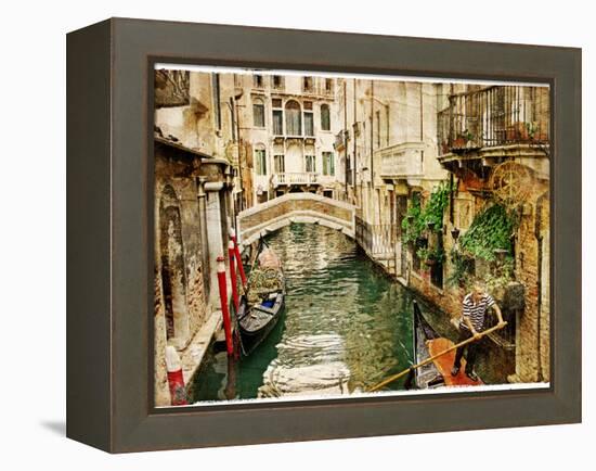 Beautiful Channels of Venice- Retro Styled Picture-Maugli-l-Framed Stretched Canvas