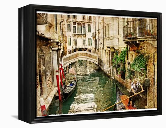 Beautiful Channels of Venice- Retro Styled Picture-Maugli-l-Framed Stretched Canvas